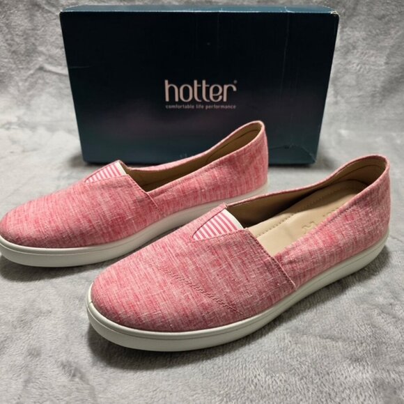 Hotter Laurel Coral Canvas Slip-On Shoes US 11 Comfort Flats Like New w/ Box - Picture 1 of 6